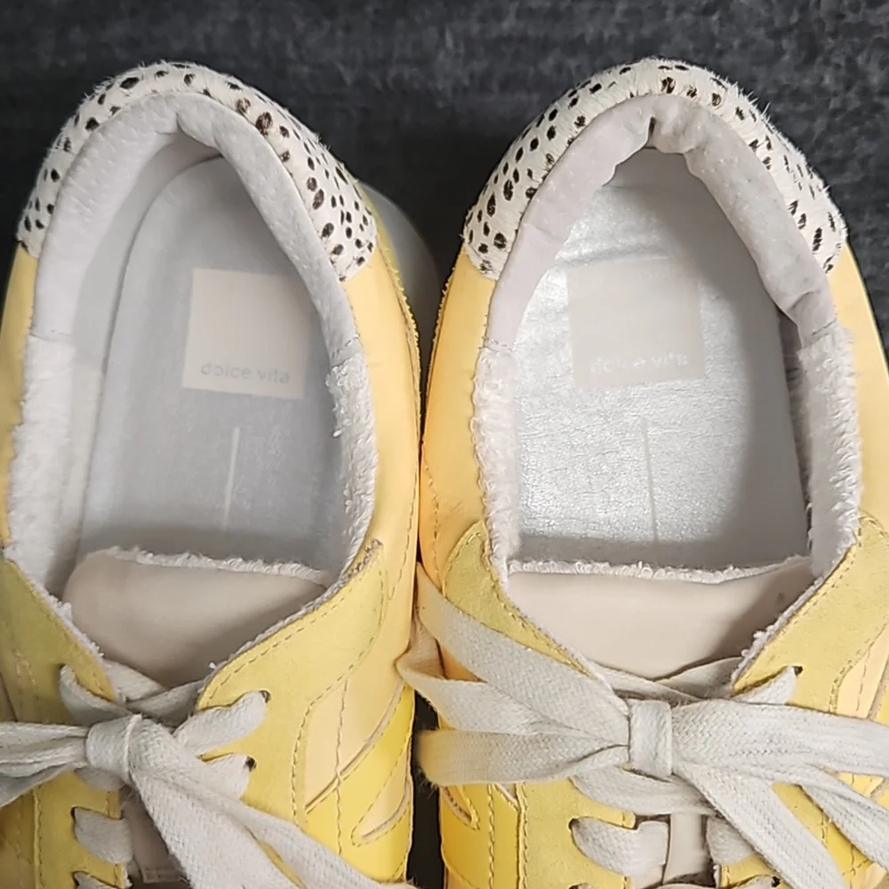 Dolce Vita Muzio Sneakers Retro Trainers  Yellow Suede Canvas Womens 10